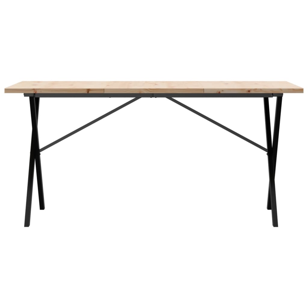 Esstisch X-Gestell 140x80x75,5 cm Massivholz Kiefer & Stahl