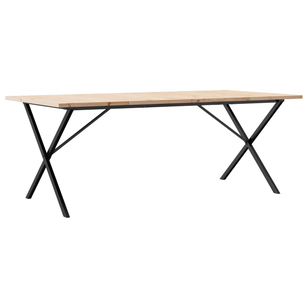 Esstisch X-Gestell 200x100x75,5cm Massivholz Kiefer & Stahl