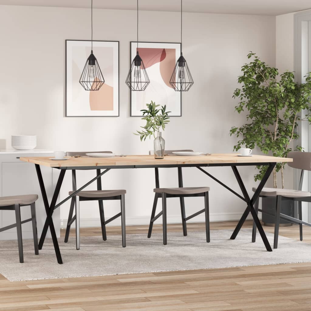 Esstisch X-Gestell 200x100x75,5cm Massivholz Kiefer & Stahl