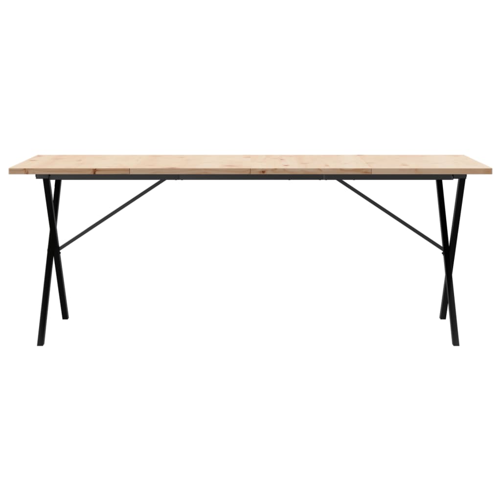 Esstisch X-Gestell 200x100x75,5cm Massivholz Kiefer & Stahl