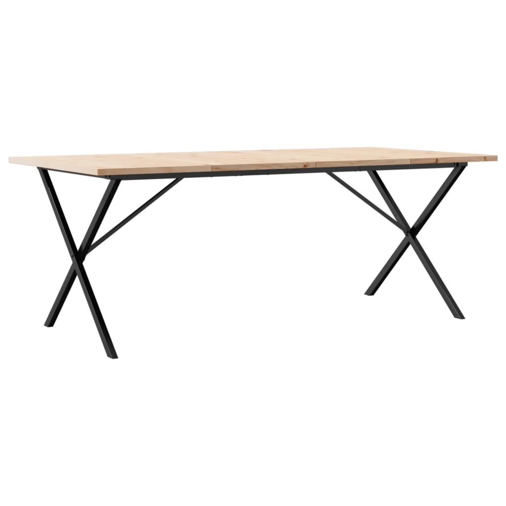 Esstisch X-Gestell 200x100x75,5cm Massivholz Kiefer & Stahl