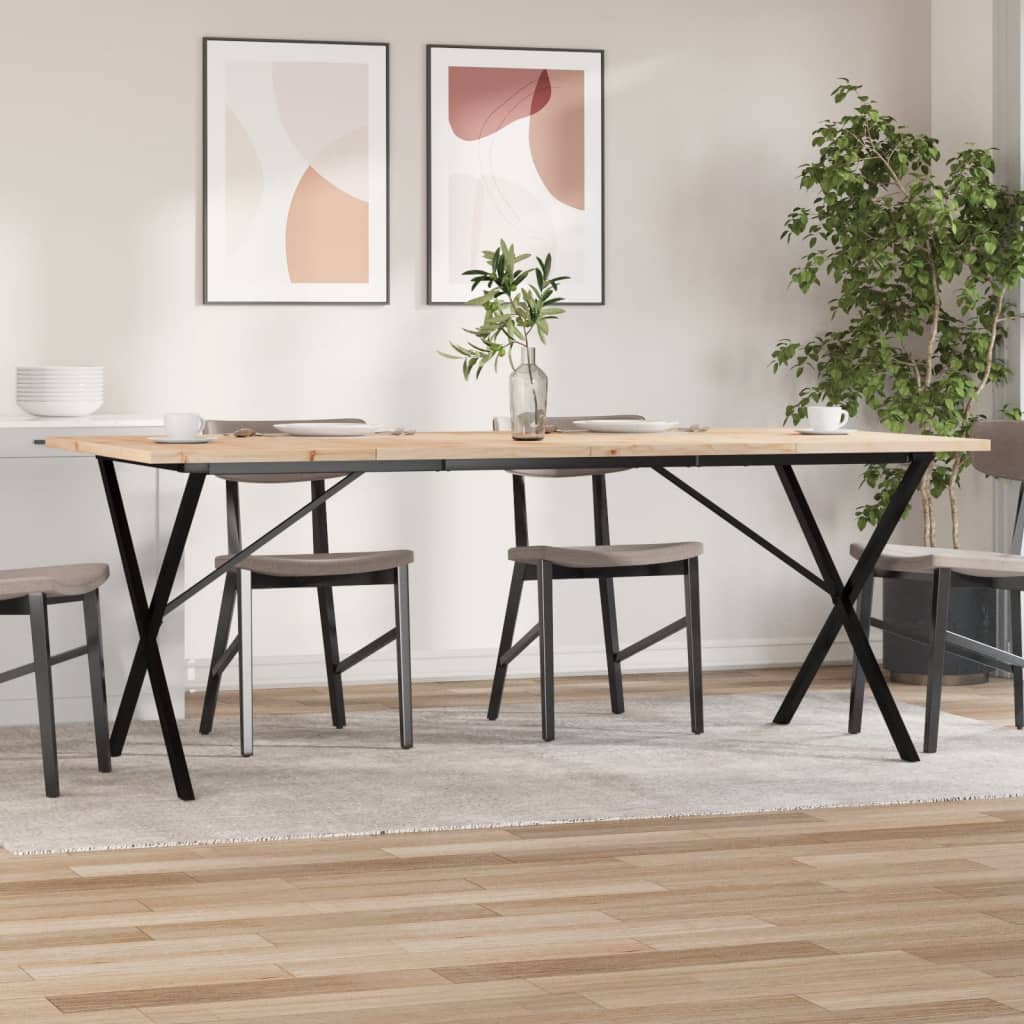 Esstisch X-Gestell 200x100x75,5cm Massivholz Kiefer & Stahl