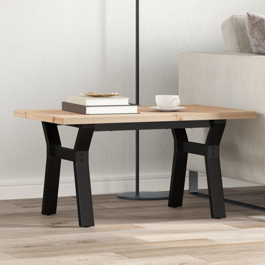Couchtisch Y-Gestell 80x50x40,5cm Massivholz Kiefer & Stahl