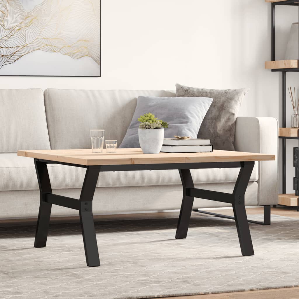 Couchtisch Y-Gestell 90x90x45,5cm Massivholz Kiefer & Stahl