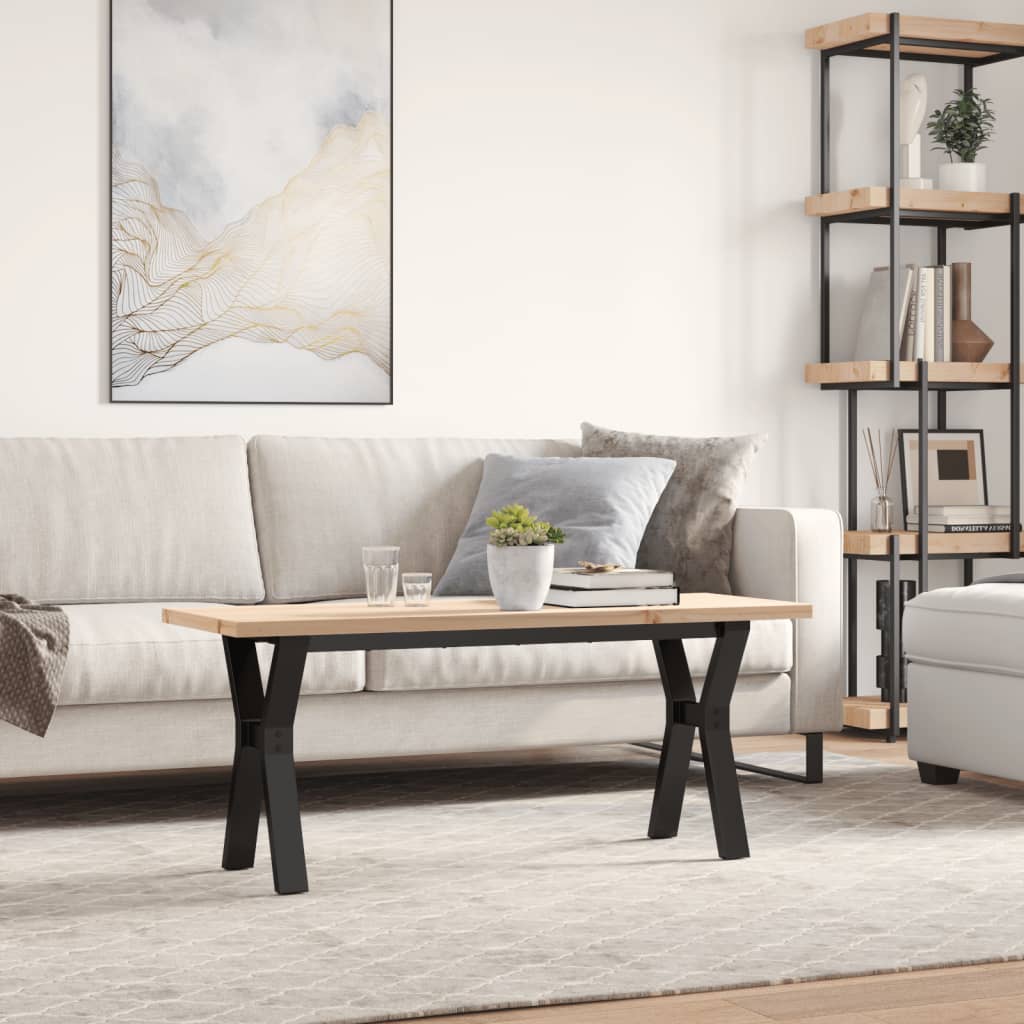 Couchtisch Y-Gestell 110x40x45,5 cm Massivholz Kiefer Stahl