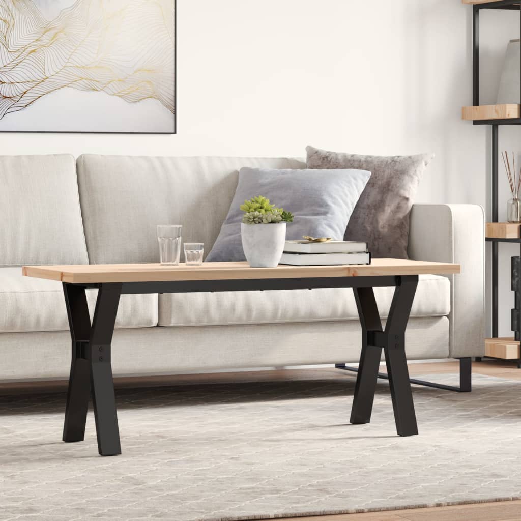 Couchtisch Y-Gestell 110x40x45,5 cm Massivholz Kiefer Stahl