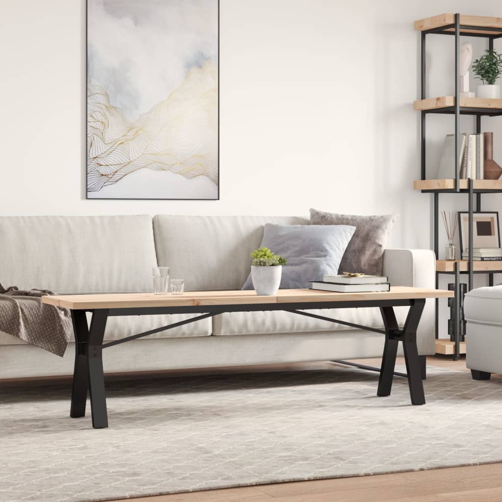 Couchtisch Y-Gestell 160x40x45,5 cm Massivholz Kiefer Stahl