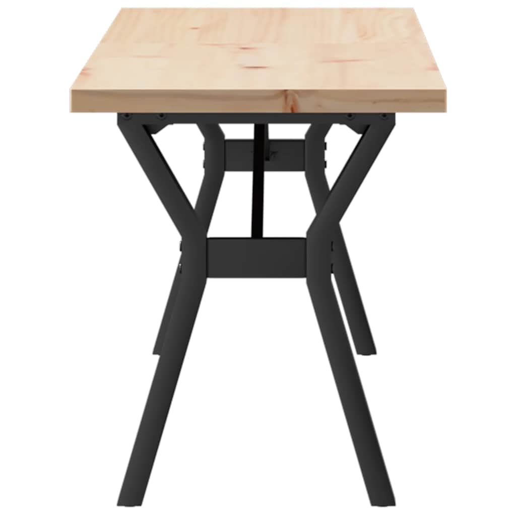 Couchtisch Y-Gestell 160x40x45,5 cm Massivholz Kiefer Stahl