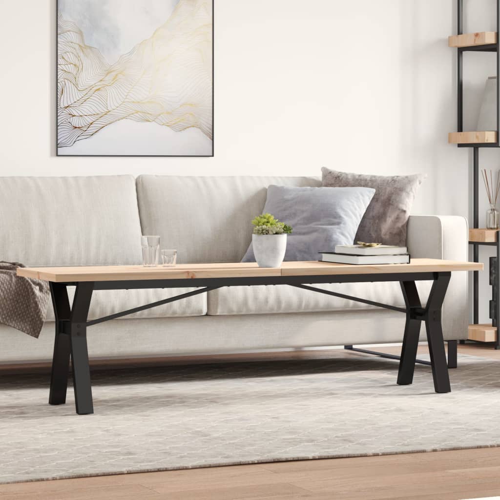 Couchtisch Y-Gestell 160x40x45,5 cm Massivholz Kiefer Stahl