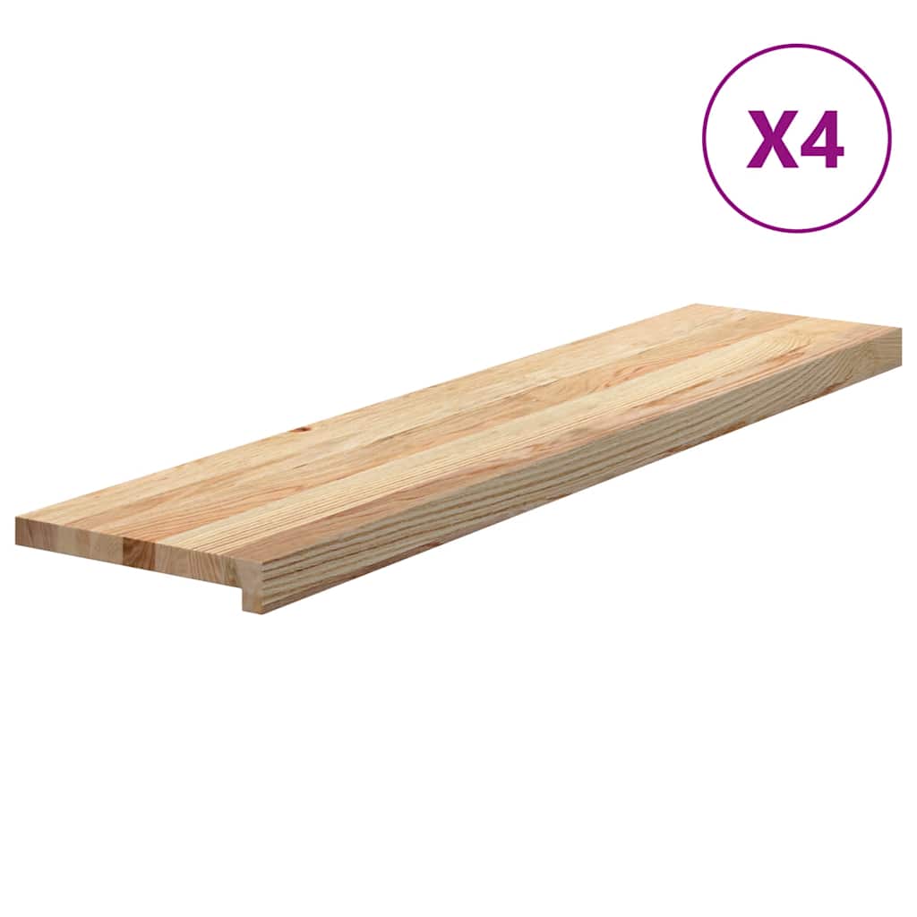 Stair treads 4 pcs. Untreated 110x30x2 cm solid oak wood