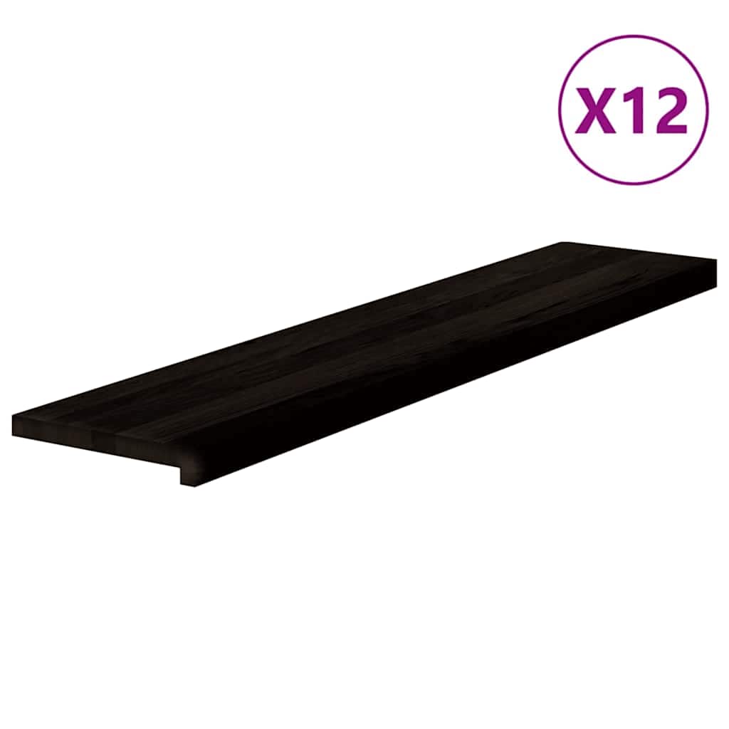 Treppenstufen 12 Stk. Dunkelbraun 120x25x2 cm Massivholz Eiche