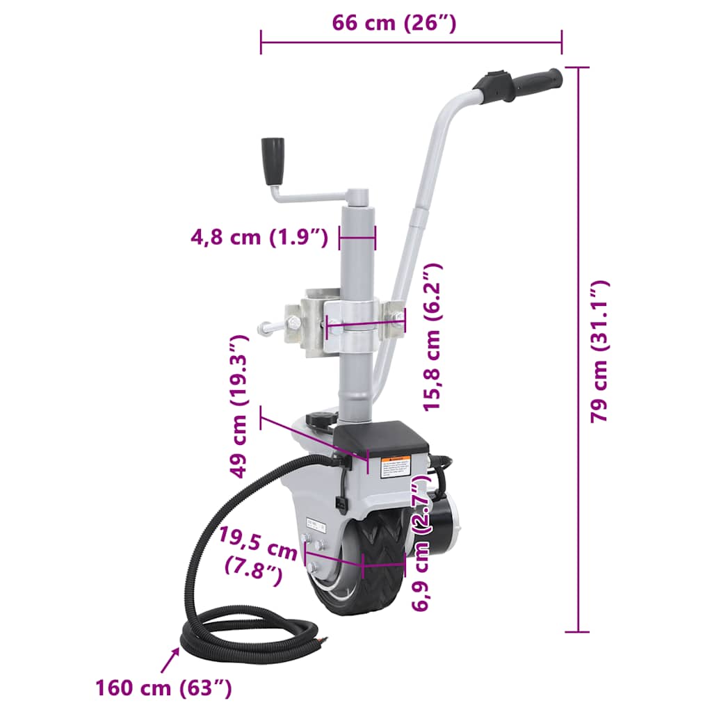 Stützrad Motorisiert Aluminium 12V 350W