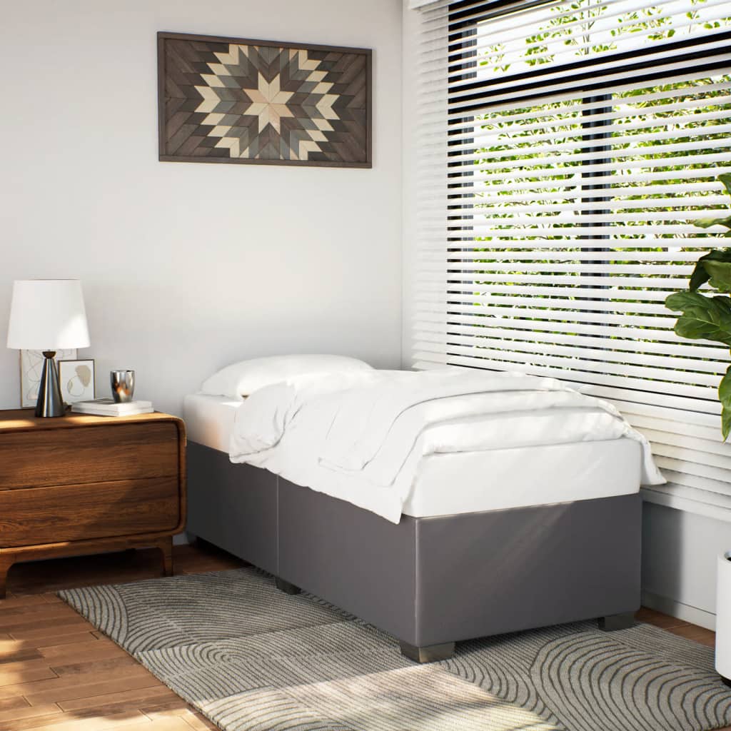 Bettgestell Grau 90x190 cm Kunstleder