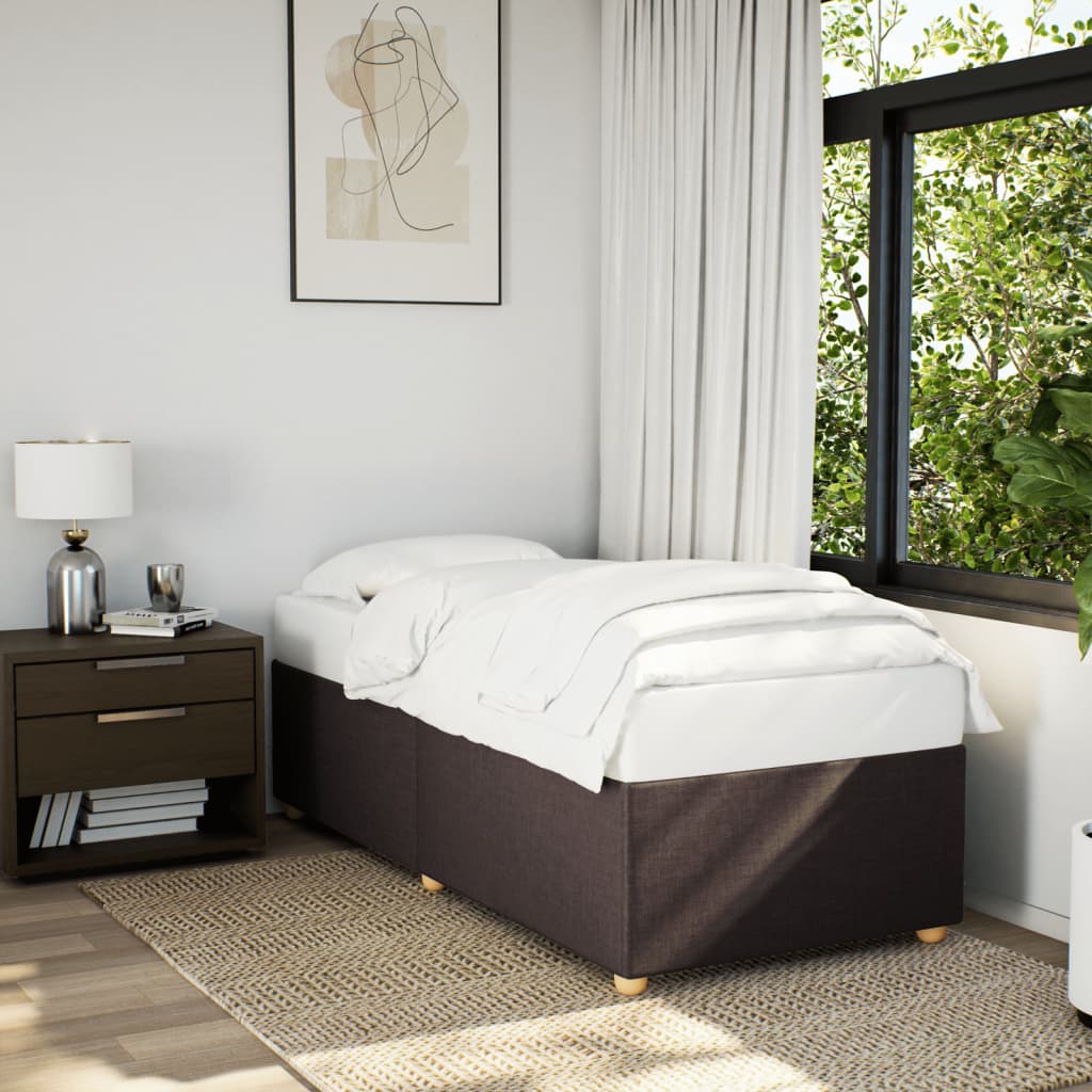 Bed frame without mattress dark brown 90x190 cm fabric