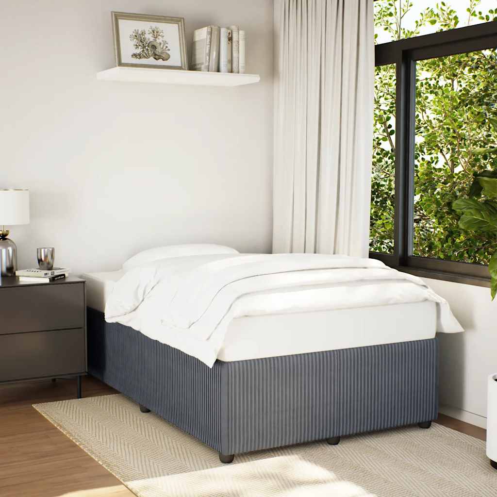 Bed frame without mattress dark grey 120x190 cm velvet
