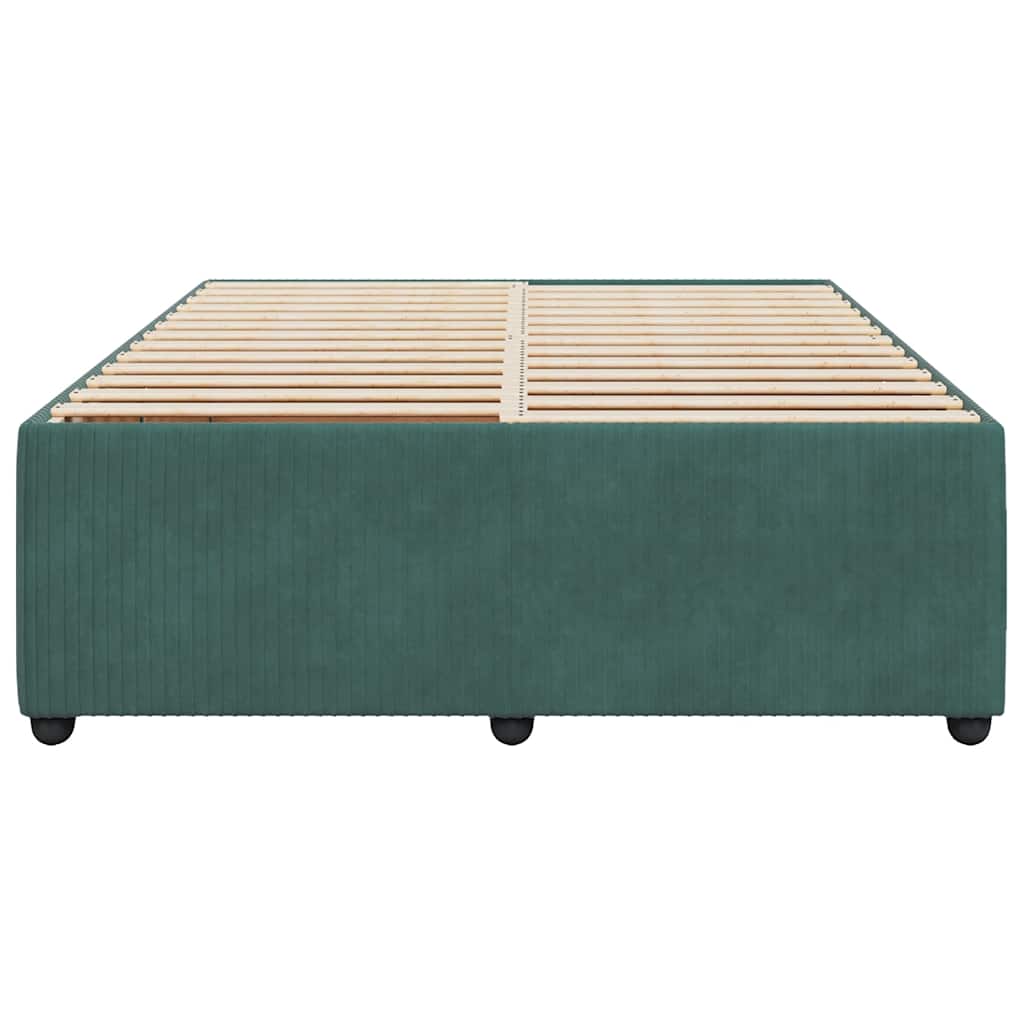 Bettgestell ohne Matratze Dunkelgrün 140x190 cm Samt