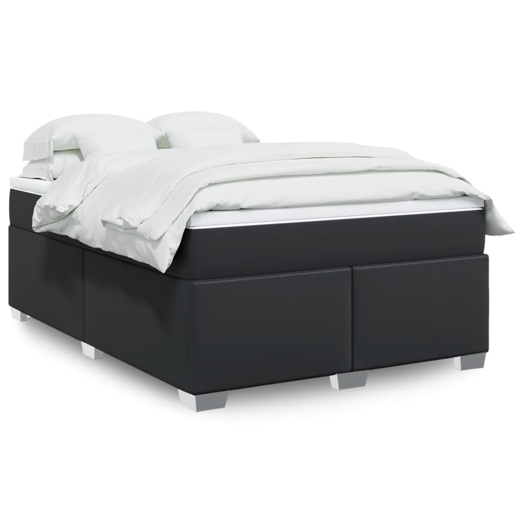 Boxspringbett mit Matratze Schwarz 140x190 cm Kunstleder