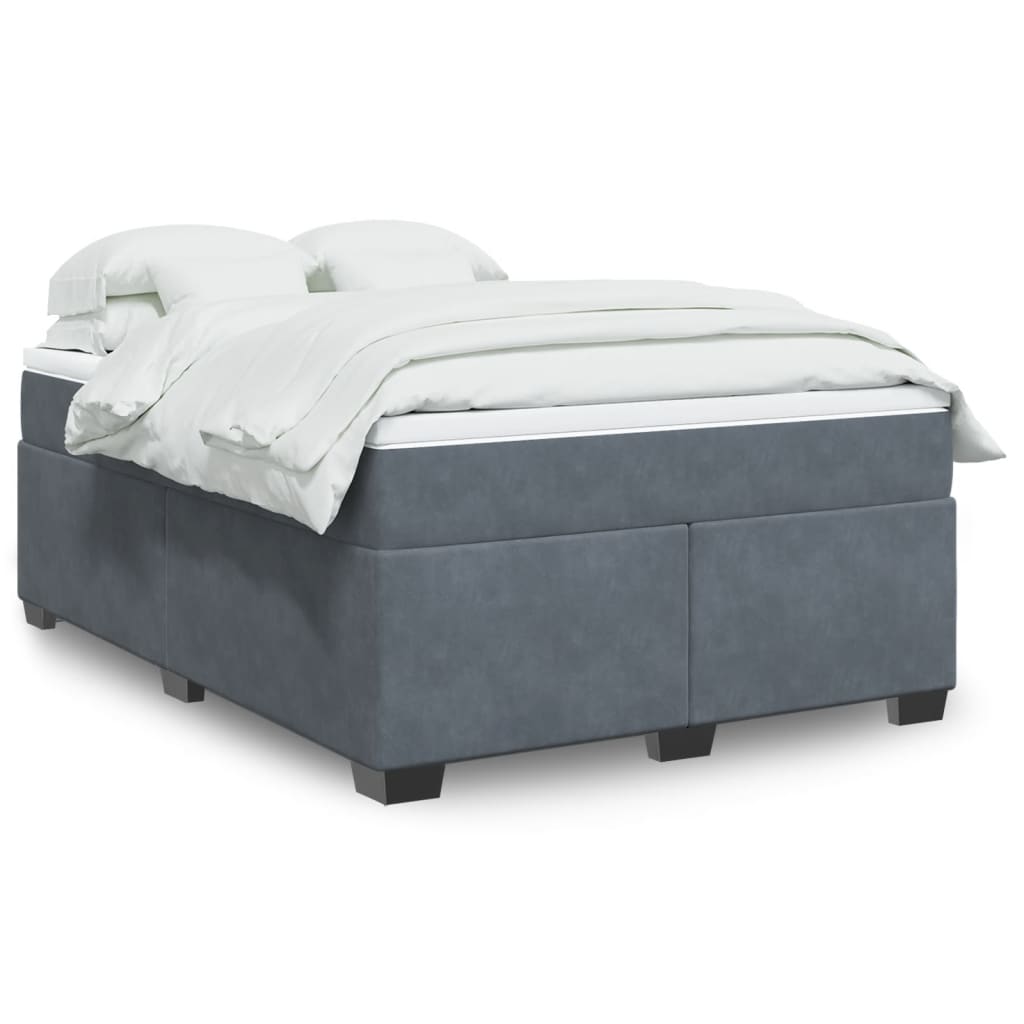 Boxspringbett mit Matratze Dunkelgrau 140x190 cm Samt