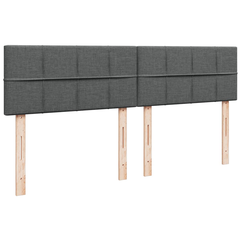 Box spring bed with mattress dark grey 200x200 cm fabric