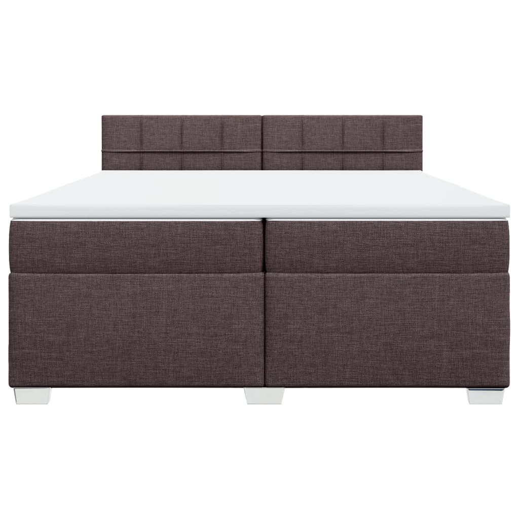 Box spring bed with mattress dark brown 200x200 cm fabric