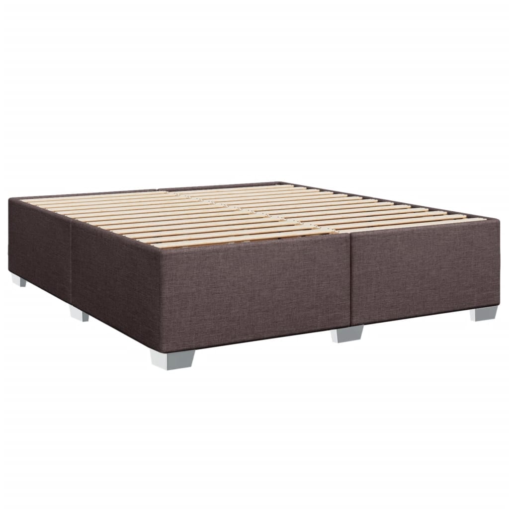 Box spring bed with mattress dark brown 200x200 cm fabric