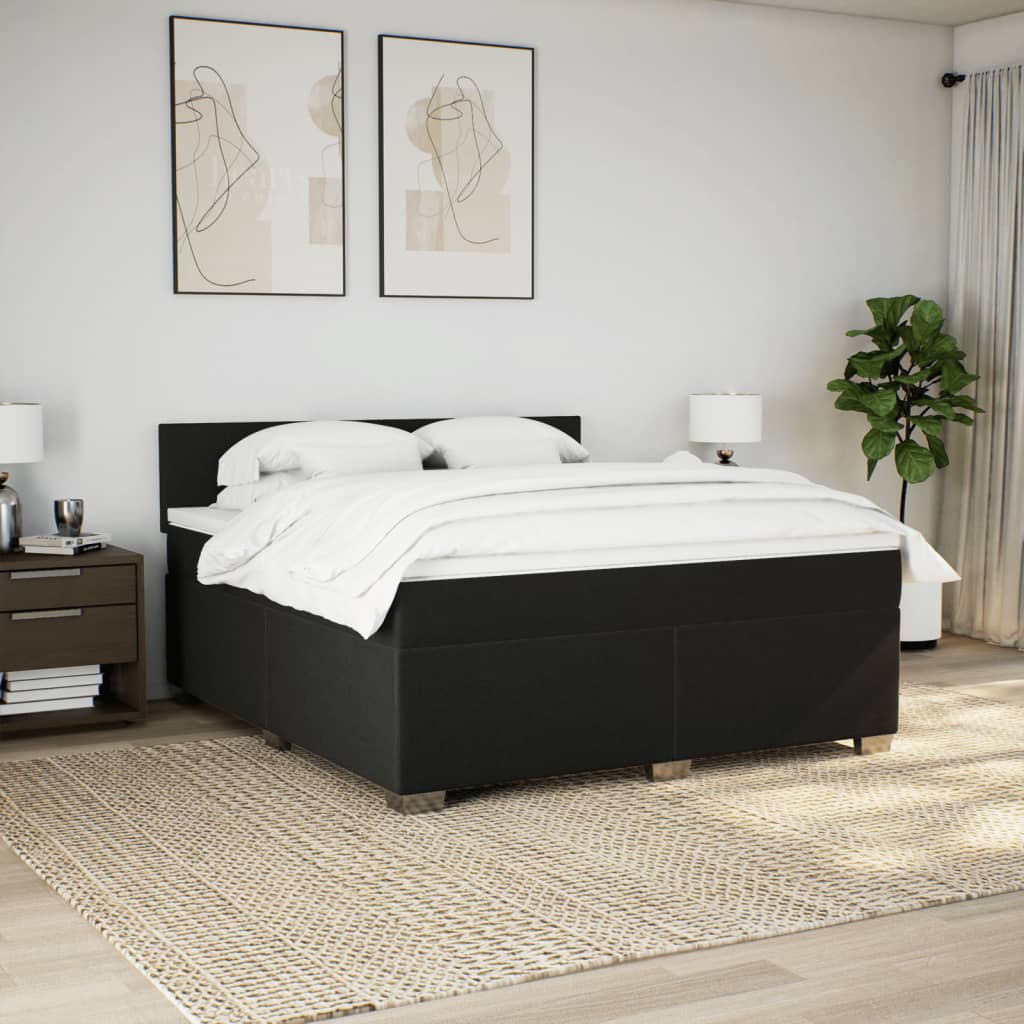 Box spring bed with mattress black 180x200 cm fabric