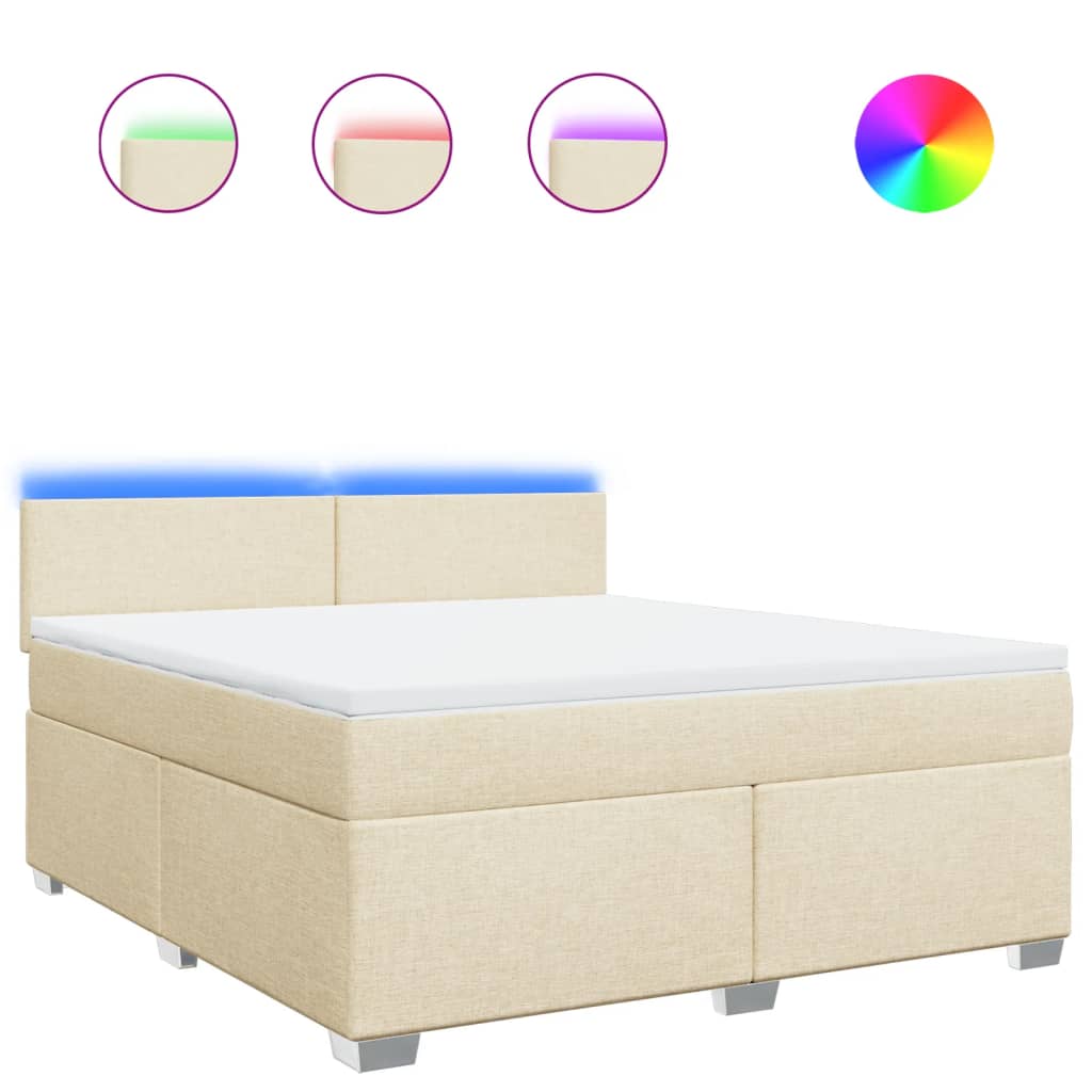 Box spring bed with mattress cream 180x200 cm fabric