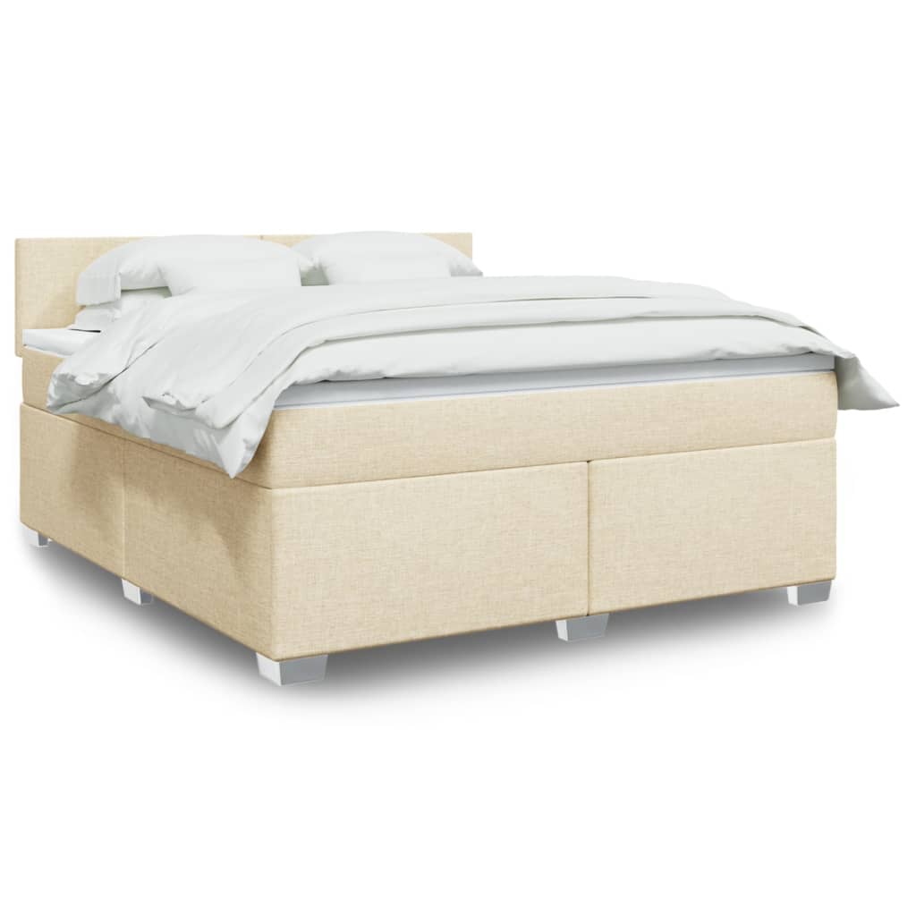 Box spring bed with mattress cream 180x200 cm fabric