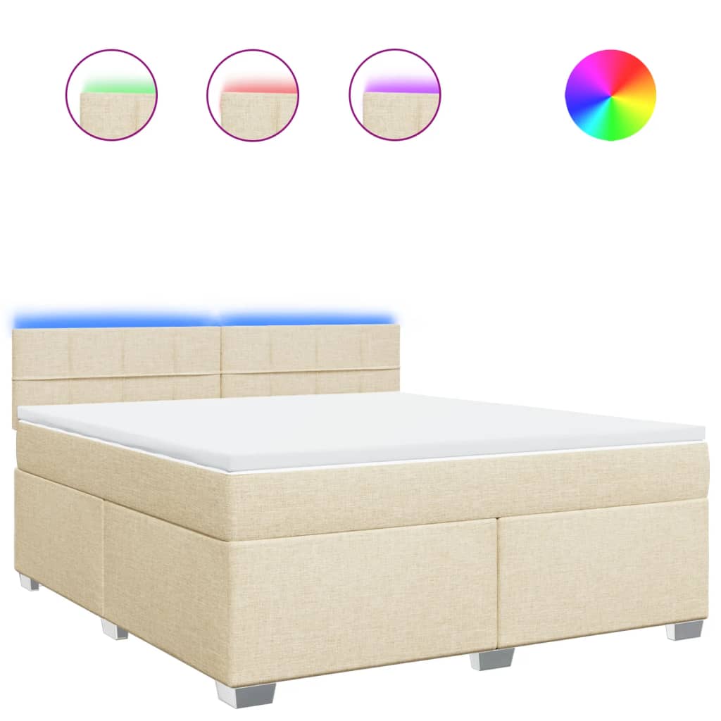 Box spring bed with mattress cream 180x200 cm fabric