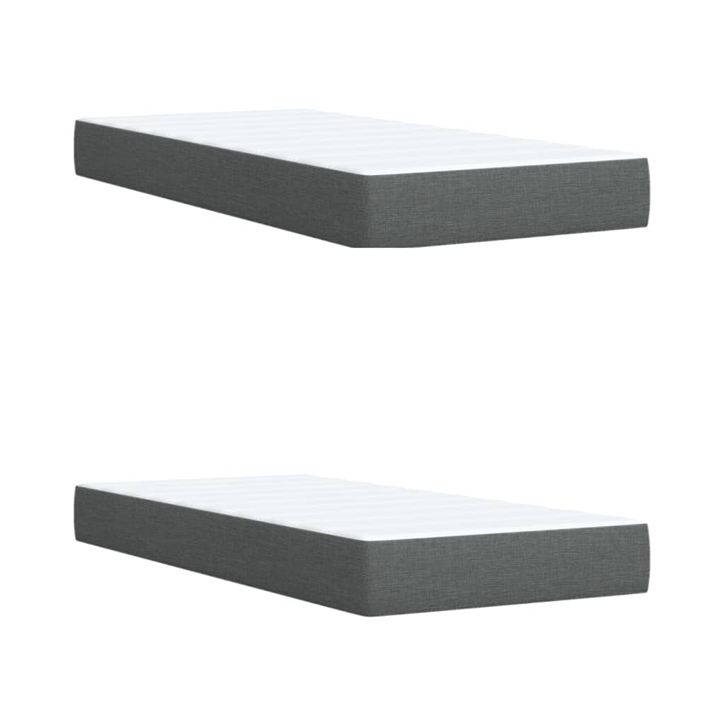 Box spring bed with mattress dark grey 200x200 cm fabric