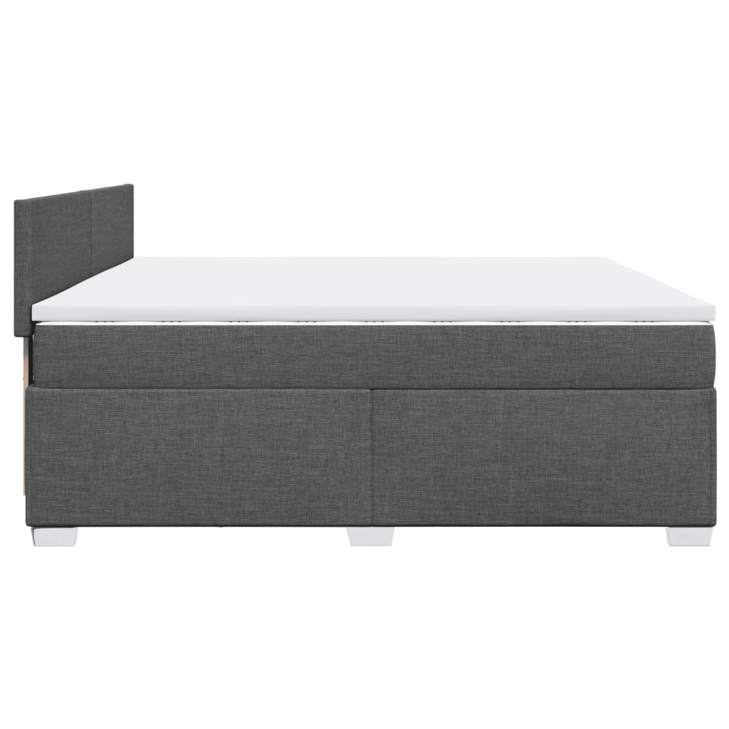 Box spring bed with mattress dark grey 200x200 cm fabric
