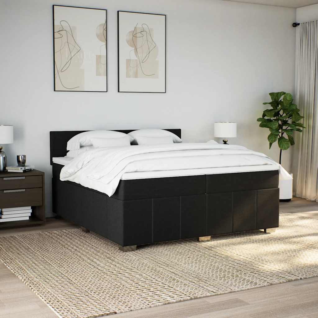 Box spring bed with mattress black 200x200 cm fabric