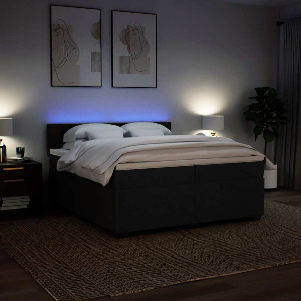 Box spring bed with mattress black 200x200 cm fabric