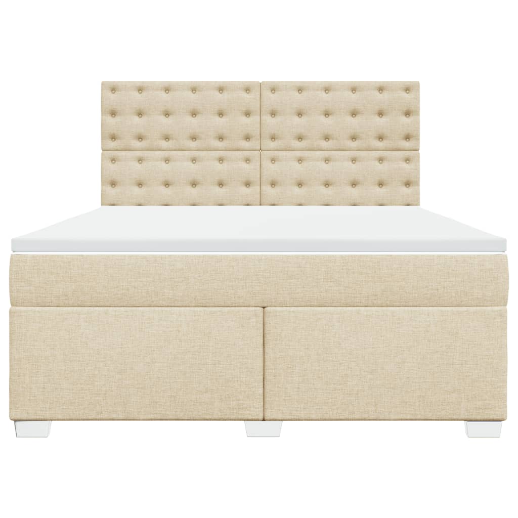 Boxspringbett mit Matratze Creme 180x200 cm Stoff