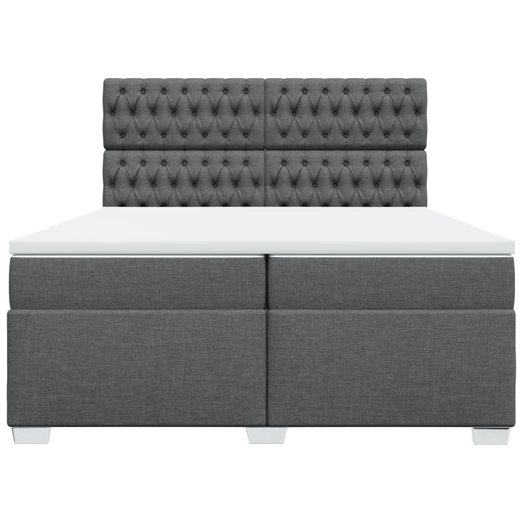Boxspringbett mit Matratze Dunkelgrau 200x200 cm Stoff