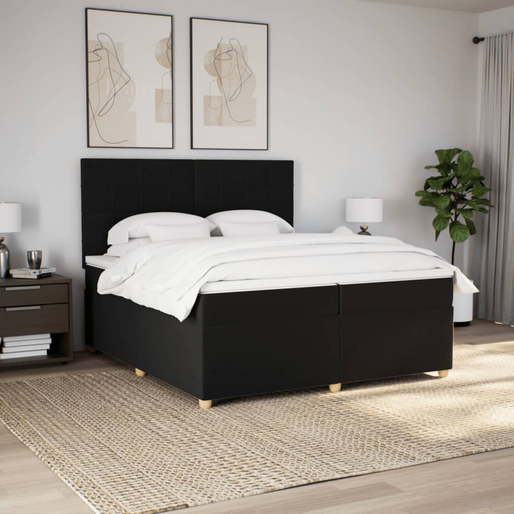 Box spring bed with mattress black 200x200 cm fabric