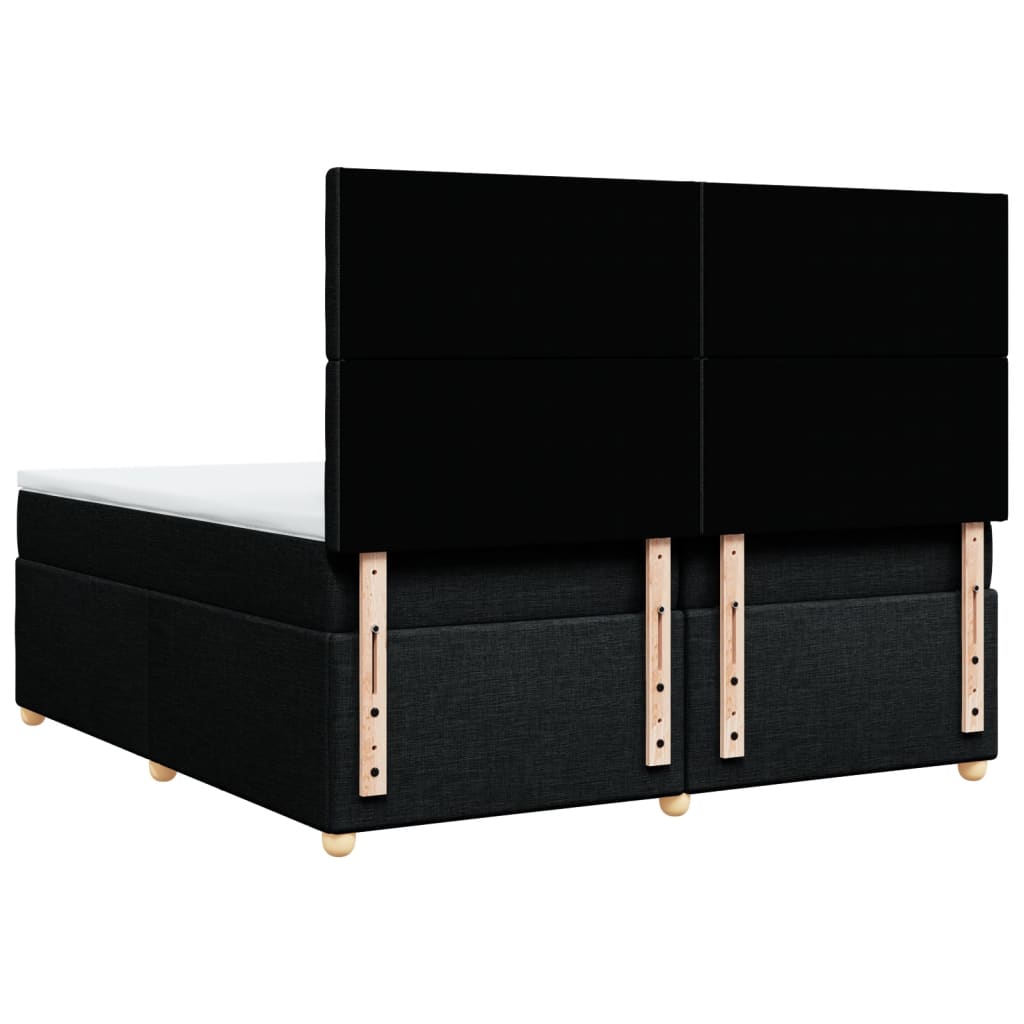 Box spring bed with mattress black 200x200 cm fabric