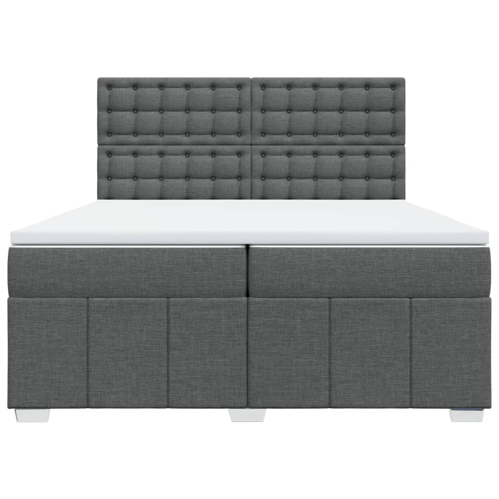 Box spring bed with mattress dark grey 200x200 cm fabric