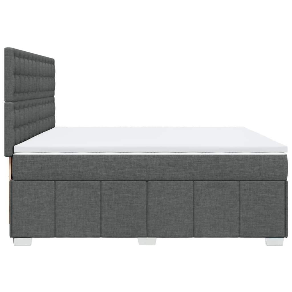 Box spring bed with mattress dark grey 200x200 cm fabric