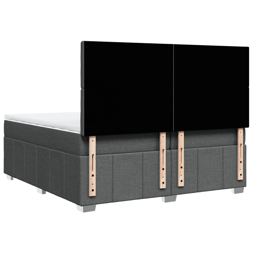 Box spring bed with mattress dark grey 200x200 cm fabric