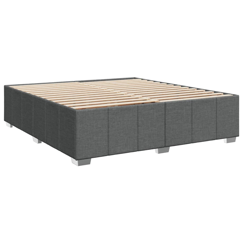 Box spring bed with mattress dark grey 200x200 cm fabric