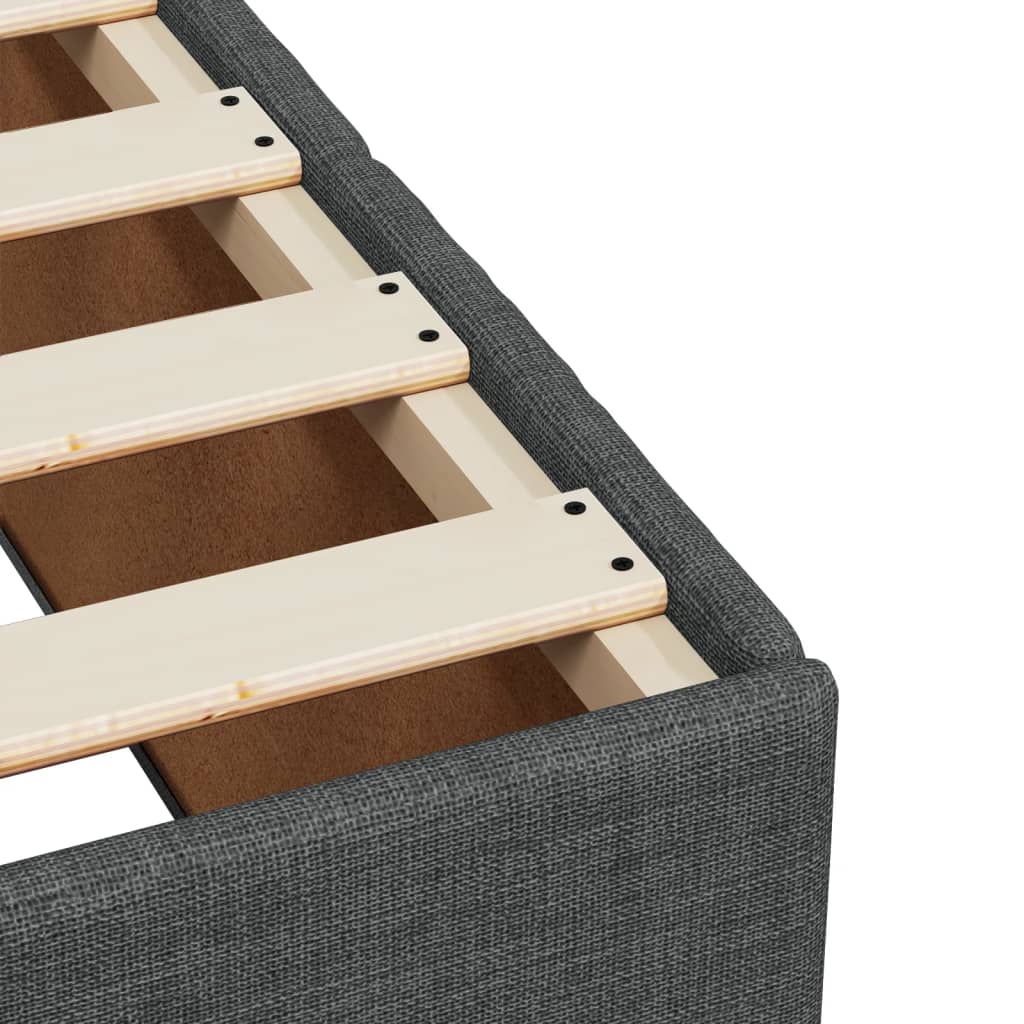 Box spring bed with mattress dark grey 200x200 cm fabric