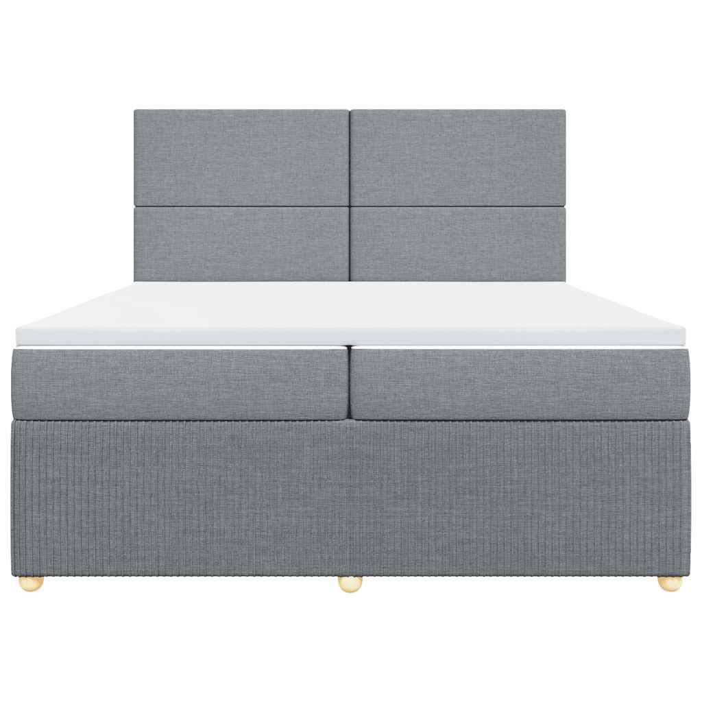Box spring bed with mattress light grey 200x200 cm fabric
