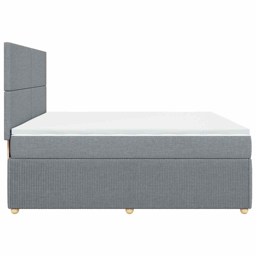 Box spring bed with mattress light grey 200x200 cm fabric