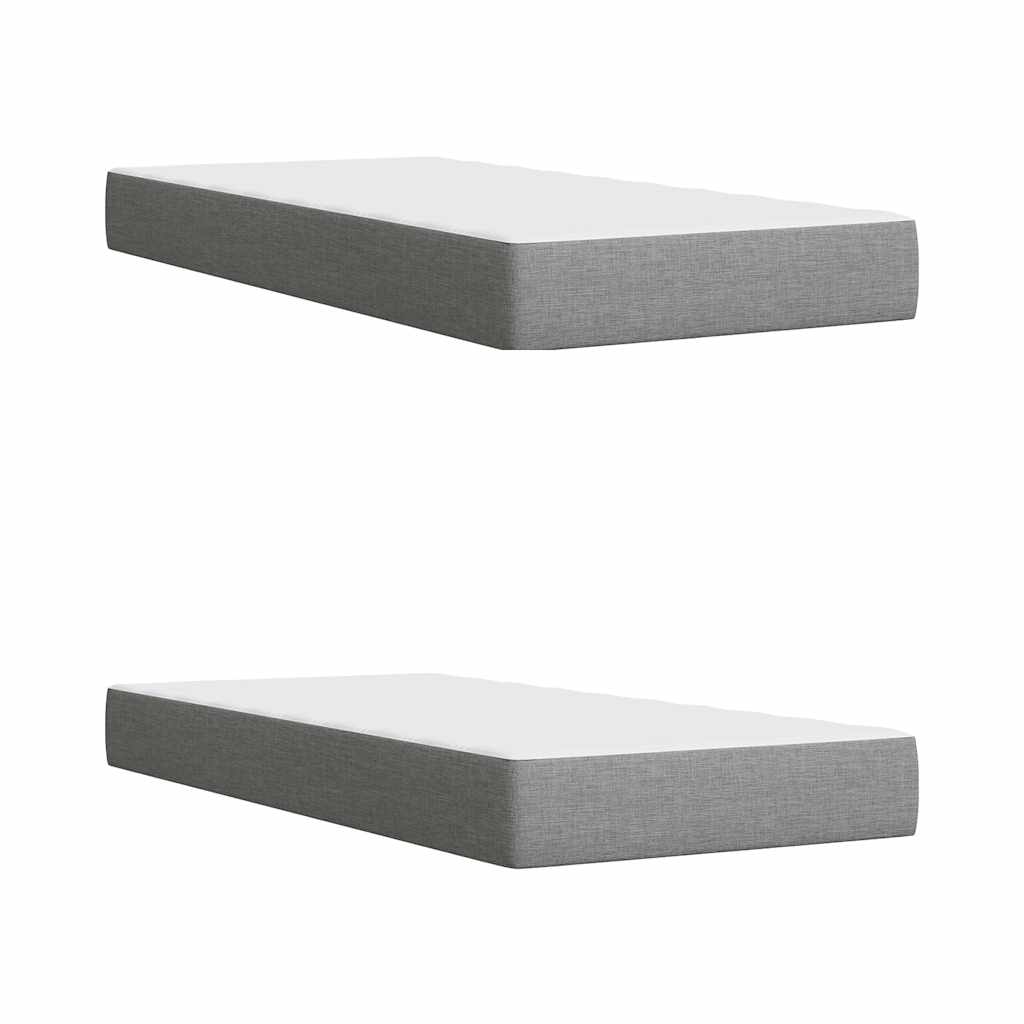 Box spring bed with mattress light grey 200x200 cm fabric