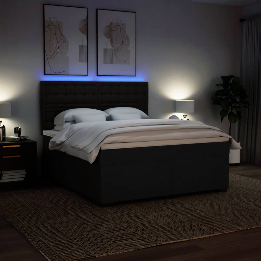 Box spring bed with mattress black 180x200 cm fabric