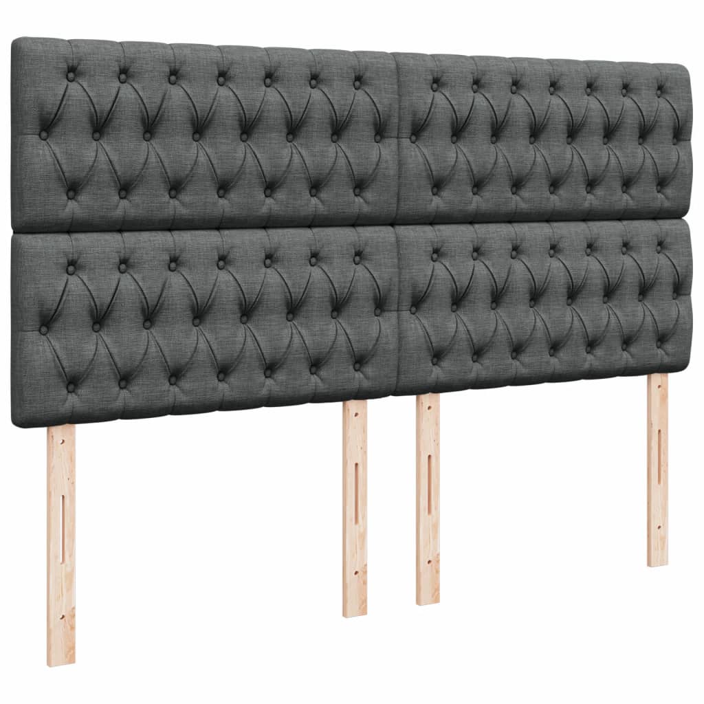 Box spring bed with mattress dark grey 200x200 cm fabric