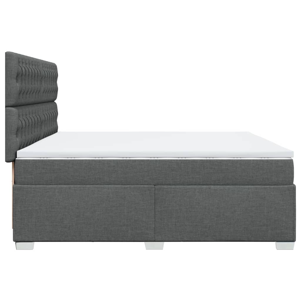 Box spring bed with mattress dark grey 200x200 cm fabric