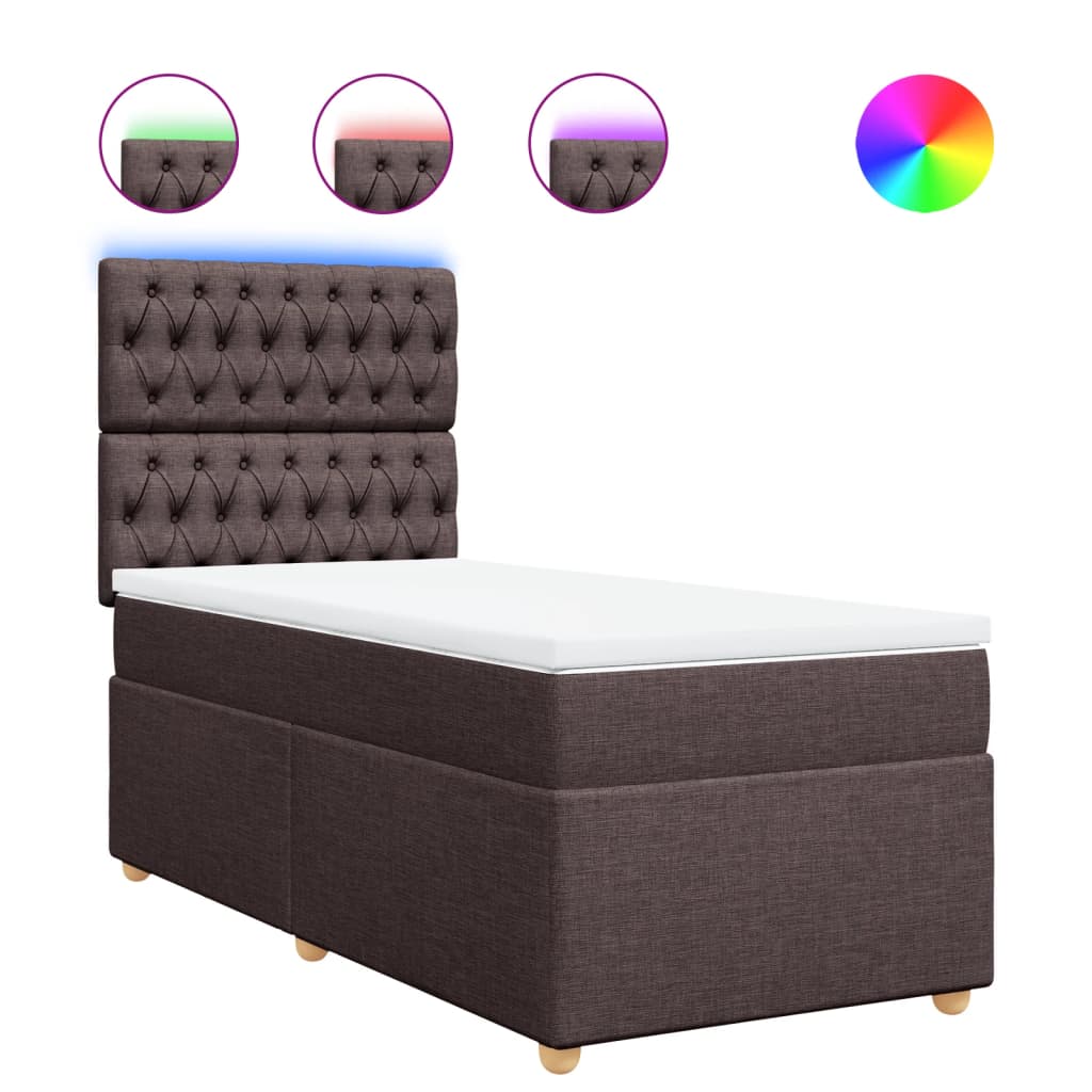 Boxspringbett mit Matratze Dunkelbraun 90x190 cm Stoff
