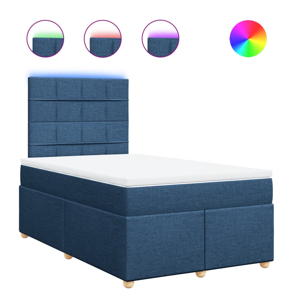 Boxspringbett mit Matratze Blau 120x190 cm Stoff